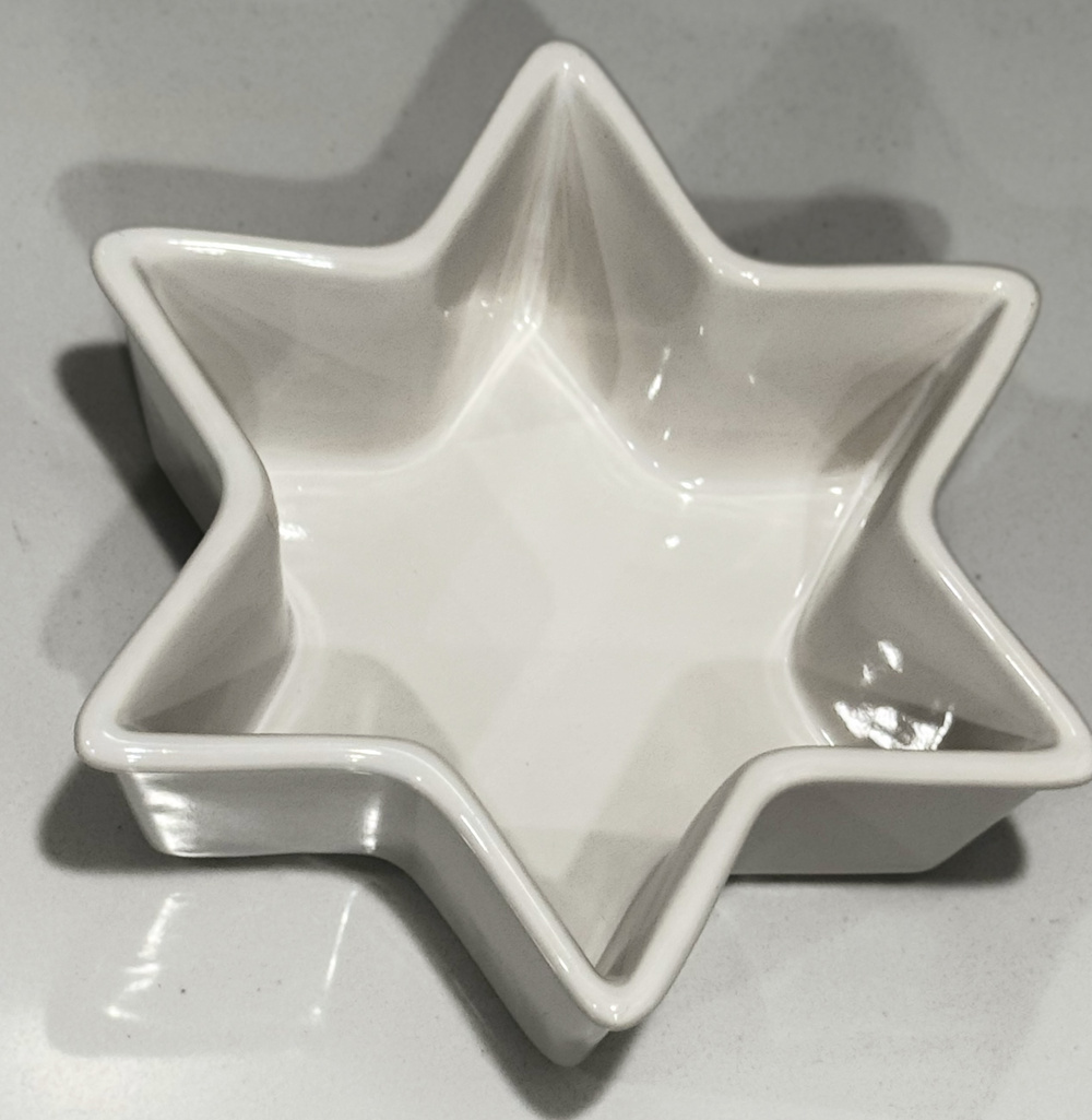 Chantal Jewish Star of David 2 c. Baking Dish White Ceramic Holiday Serving Bowl